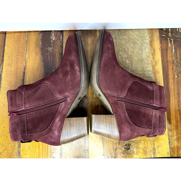 Diba Women's Boho Suede Stacked Heel Boots Burgundy Size 7.5 NWOB Casual Chic - Picture 6 of 10
